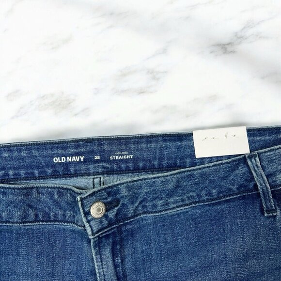 Old Navy Wow High Rise Straight Jeans Plus Size 28 Campache Wash Denim 734874 - Picture 6 of 10